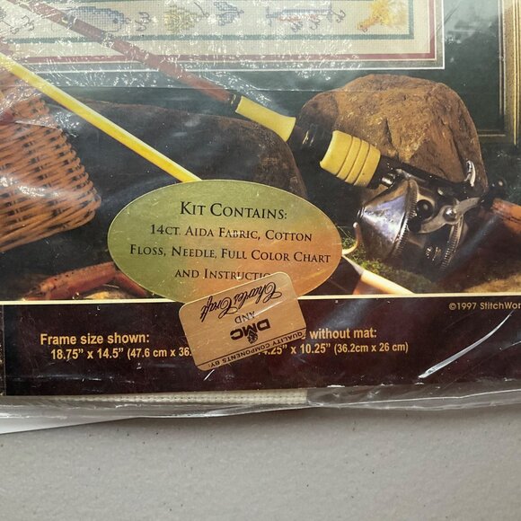 VTG 90's Charles Craft Fishermans Dream Large Mouth Bass Cross-Stitch Kit - Picture 5 of 10